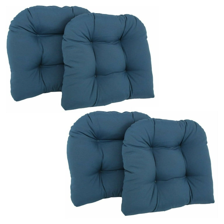 Blazing Needles 19-inch U-Shaped Tufted Twill Chair Cushions (Set of 4) Blue