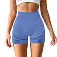 thumbnail image 2 of Yoga Shorts for Women High Waist Lifting Stretchy Breathable Slim Fit Solid Print Gym Shorts for Sporty Wear Blue L, 2 of 4