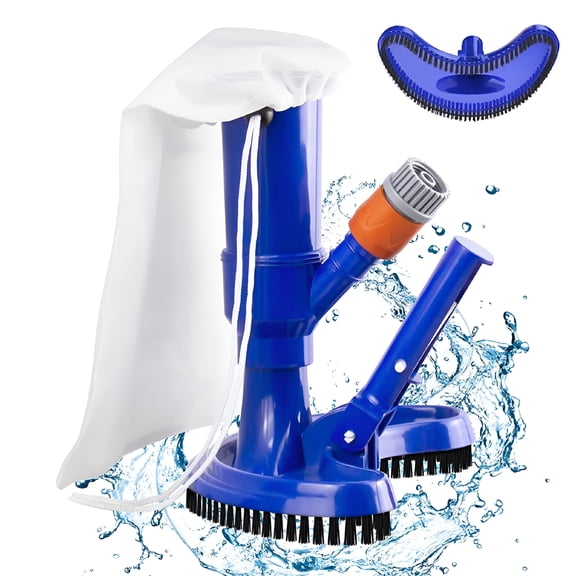 HIBIBUD Portable Pool Vacuum Jet Underwater Cleaner W/Brush & Leaf Bag,Swimming Pool Spa Jet Vacuum Cleaner,Handheld Portable Pool Vacuum for Above Ground Pool,Spas,Ponds & Fountains