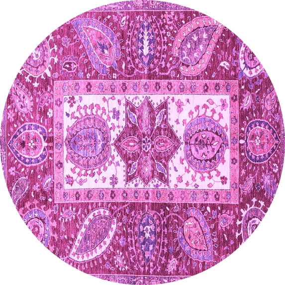 Ahgly Company Indoor Round Abstract Purple Modern Area Rugs, 6' Round