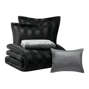 Mainstays Rich Black Damask Stripe 5-Piece Comforter Set, King