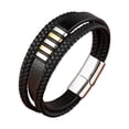 thumbnail image 1 of Pulsera de Cuero Trenzado Tejido Pulsera de Brazalete de 21 Cm de Brazalete, A Yuyangstore Pulseras anchas de puño, 1 of 8