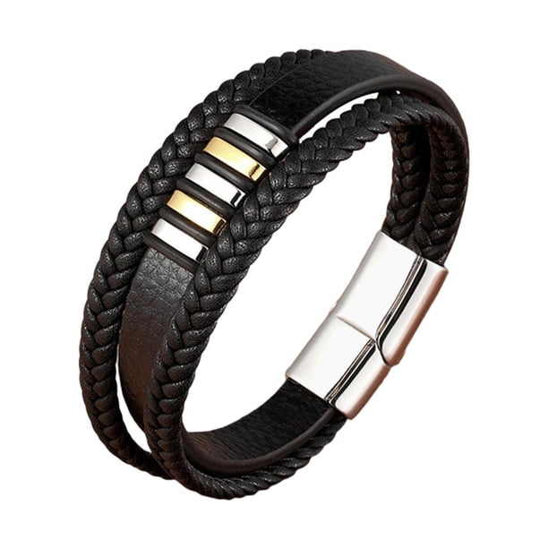 Pulsera de Cuero Trenzado Tejido Pulsera de Brazalete de 21 Cm de Brazalete, A Yuyangstore Pulseras anchas de puño