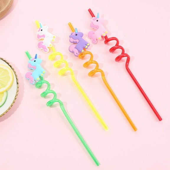 Masteelf  4 Pcs Unicorn Straw Slomka Decorative Straws Child