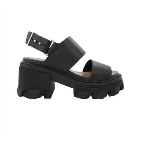 

Ganni Ladies Cleated Chunky Platform Leather Sandals In Black Brand Size 40 (US Size 10)