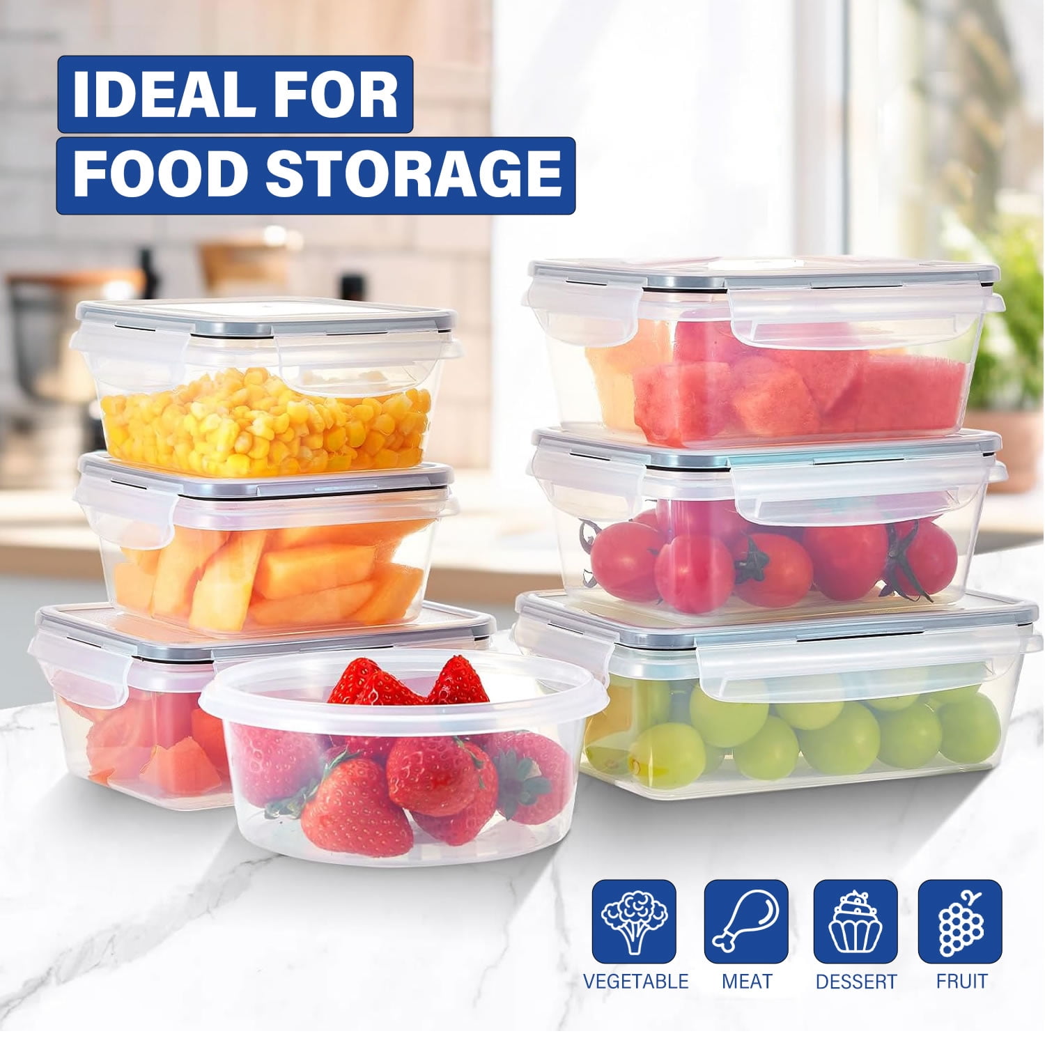 Stelive 24 Pack Food Storage Container Set, Leak Proof Lunch Boxes, Microwave, Dishwasher & Freezer Safe, BPA-Free Clear Plastic Storage Containers for Home & Kitchen Organization with Labels & Pen