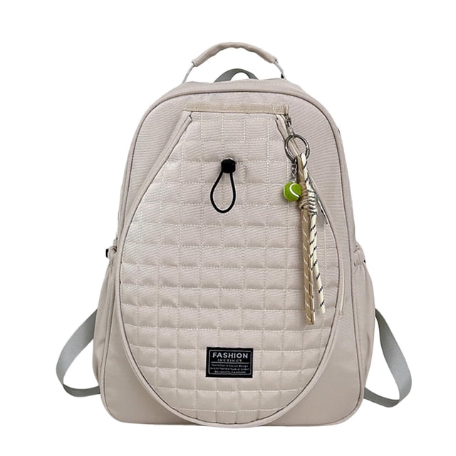 Bolsa de tenis acolchada, mochila organizadora de tenis, portátil, 33 x 15 x 44 cm, con hombros acolchados. beige con colgante