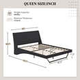 thumbnail image 3 of Miekor Furniture Queen Size Upholstered Bed Frame, Pu Leather Platform Bed with Wave-Like Curve Design and Trapezoidal-Shaped Leg, No Box Spring Needed, Black No.4999, 3 of 8
