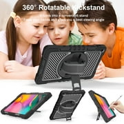 Case for Samsung Galaxy Tab S6 Lite 10.4 SM-P610/P615, Kids Heavy Duty Rugged Shockproof Adjustable Kickst Protective Tablet Cover with Hand/Shoulder Strap, Black