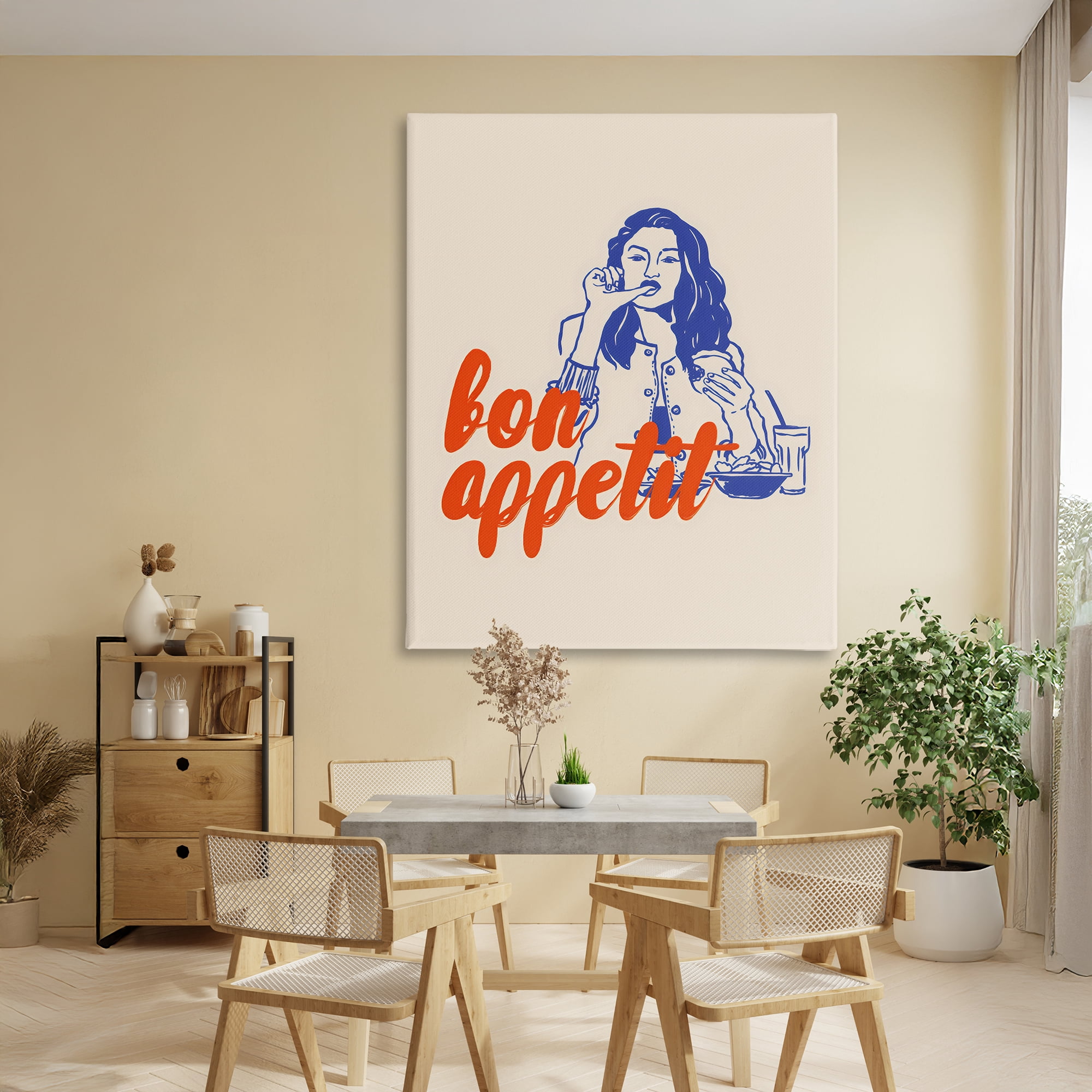 Stupell Industries Bon Appetit Woman Enjoying Meal Canvas Wall Art, design by The Prints Vibe