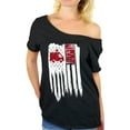 thumbnail image 1 of Awkward Styles American Flag EMT Off Shoulder Shirt Love USA Vintage USA EMT T shirt for Women Patriotic Gifts Pro America EMT Women Off Shoulder Tshirt Made in the USA USA Pride, 1 of 4