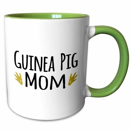 3dRose Guinea Pig Mom - for pet owners - cavy rodent family pets - with brown paw prints - footprints - Two Tone Green Mug,