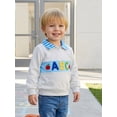 thumbnail image 6 of RUINIXCW Boys Quarter Zip Sweatshirt Back to School Letter Embroidery Plaid Lapel Long Sleeve Pullover, 6 of 9