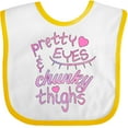 thumbnail image 3 of Inktastic Pretty Eyes and Chunky Thighs Boys or Girls Baby Bib, 3 of 4