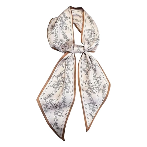 Landzoo One Elegant Narrow Long Silk Scarf For Double Layer Paisley Print Neck Wrap Fashion Soft Stylish Basic Silk Scarves