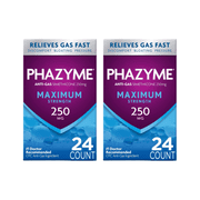 Phazyme Maximum Strength Gas Relief Simethicone 250 mg Fast Gels 24 Count (Pack of 2)