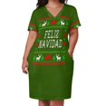 thumbnail image 3 of Feliz Navidad - Vestido holgado con bolsillos estilo suéter feo, vestidos elegantes, vestidos de tallas grandes, vestido elegante de verano, 3 of 7