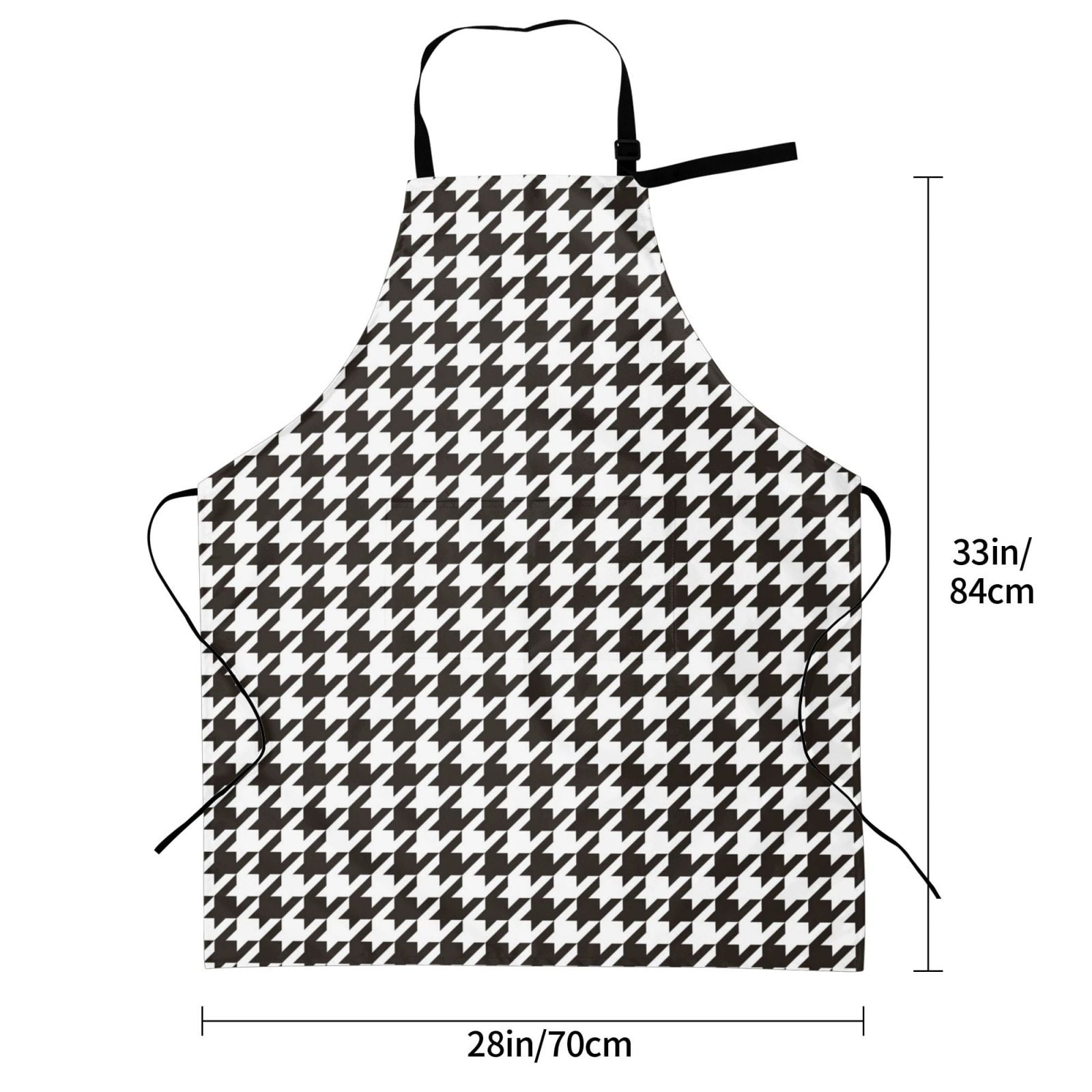 Kdxio Houndstooth Black And White Apron with Pockets Adjustable Kitchen Aprons for Men Women Waterproof Aprons for Cooking,Drawing,Crafting, Baking Household Cleaning