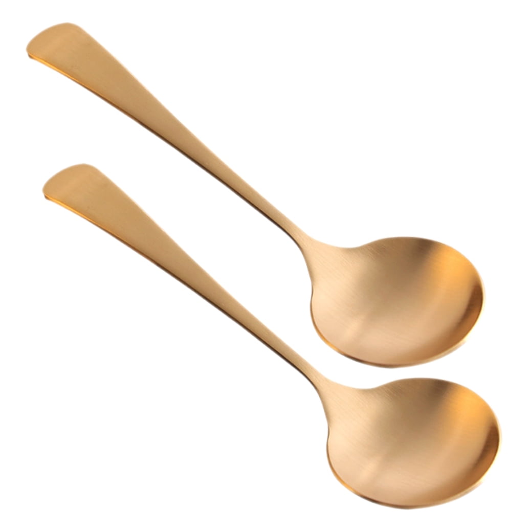 ULTNICE Metal Soup Spoons Brass Suitable for Soup and Rice Household Users Daily Use 2Pcs