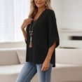 thumbnail image 6 of Zysthvn Women 3/4 Sleeve Tops Cotton Linen Casual Fall Womens T Shirt V Neck Lightweight Solid Loose Fit Tops, 6 of 10