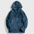 thumbnail image 2 of CFLVAEK Womens Fuzzy Hoodie Fleece Lined Winter Warm Hooded Sweatshirts Comfy Long Sleeve Pullover Tops Cozy Drawstring Hoodies Blue XL, 2 of 7