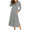 Grey White Striped, variant on Oudiya Womens Long Nightgown Striped Nightshirt V-Neck Botton Down Loungewear Casual Sleepwear with Pockets, S-4XL