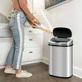 thumbnail image 2 of 13 Gallon Kitchen Trash Can Automatic Stainless-Steel Garbage Can with Touch-Free & Motion Sensor, Anti-Fingerprint Mute Designed Brushed Trash Bin , Silver, 2 of 8