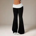 thumbnail image 7 of Women's Fold Over Waist Flare Pants High Waist Stretchy Bootcut Yoga Bell Bottom Trousers, XS, 7 of 7