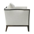 thumbnail image 3 of 41 Inch Flared Arm Accent Chair, Soft Beige Fabric and Rich Brown Wood, 3 of 5