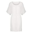 thumbnail image 4 of MEZZALL Women's Chiffon Shirt Dresses Summer Dresses Mid Length Loose Solid Color Short Sleeved Comfortable Loose Shirt Casual Business Shift Dress Birthday, 4 of 5