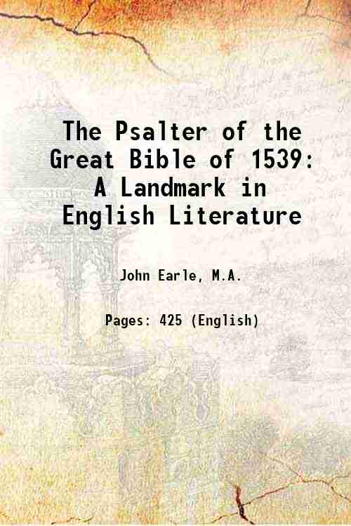 The Psalter of the Great Bible of 1539 A Landmark in English Literature