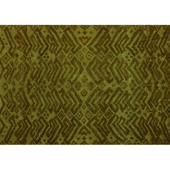 Ahgly Company Indoor Rectangle Abstract Green Modern Area Rugs, 3' x 5'