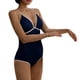 thumbnail image 1 of Gibobby Bañador de una pieza Versión coreana de Bikini para mujer, nuevo traje de baño de red Retro Simple de aguas termales, traje de baño con cuello en(Azul,G), 1 of 5