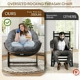 thumbnail image 6 of Indoor Outdoor Rocking Chair, Oversized Papasan Rocking Chair with Padded Cushion, Rocker Egg for Front Porch, Garden, Living Room, Bedroom, Apartment, 6 of 9
