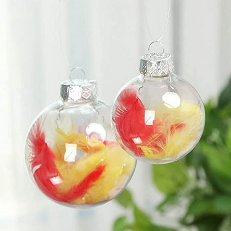 8cm Plastic Christmas Ball Ornament w/ Red String (Clear) (SDC8-RD) D-7