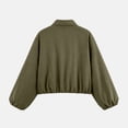 thumbnail image 4 of Bomber Jacket Women Lapel Collar Zip Up Crop Windbreaker Jackets Athleisure Going Out Hiking Travel Coats, S, 4 of 6