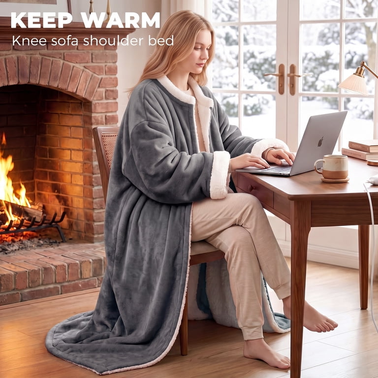 Fundaze Wearable Heated Blanket with Sleeves, Foot Pocket, 52