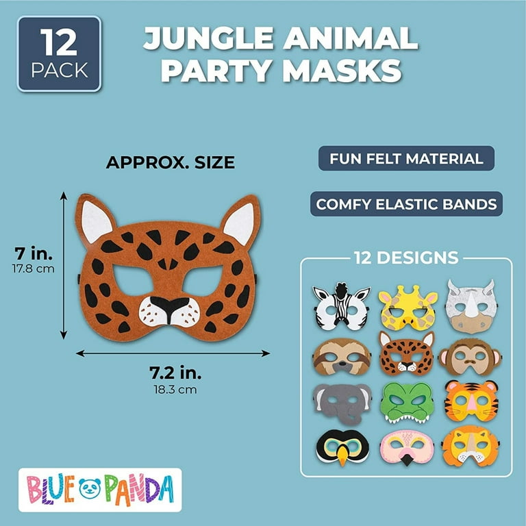 ShaggyDogz 30 Pieces Felt Animal Masks for Kids Jungle Theme Party Favors Supplies