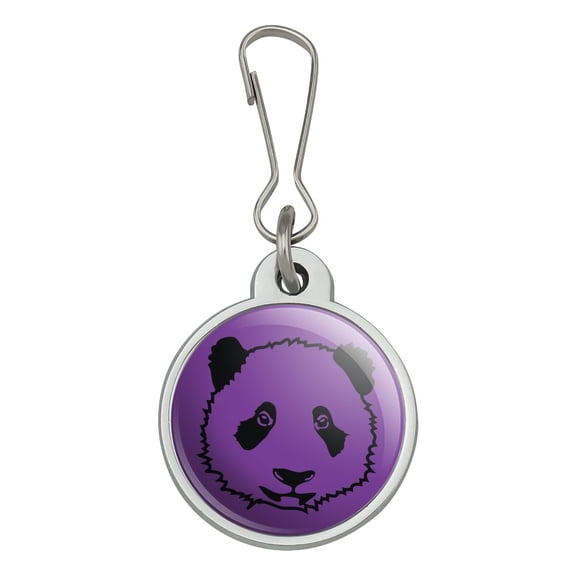 Panda Bear Face on Purple Jacket Handbag Purse Luggage Backpack Zipper Pull Charm