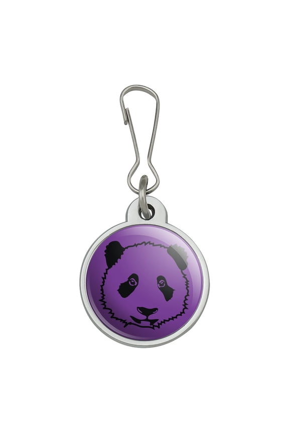 Panda Bear Face on Purple Jacket Handbag Purse Luggage Backpack Zipper Pull Charm