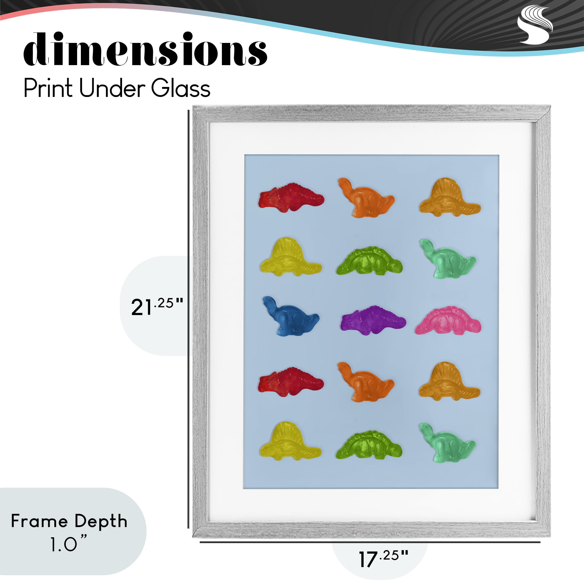 Stupell Industries Colorful Dinosaur Candies Gray Framed Print Under Glass, design by LISH Creative