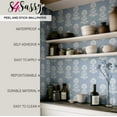 thumbnail image 5 of S4Sassy Peel & Stick Vinyl Wallpaper, Ethnic Bloom Print Wall Paper Contact Paper Waterproof - Blue, 25"x240", Removable Asian Style Textured Covering for in Bedrooms & Living, 5 of 8