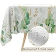 thumbnail image 2 of 60x84inches Eucalyptus Leaf Rectangle Tablecloth Spring Summer Green Gold Leaves Fabric Table Cloths Greenery Sage Table Cloth Cover for Kitchen Dining Room Picnic Indoor Outdoor Home Decor, 2 of 7
