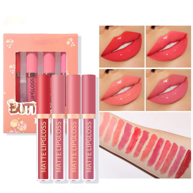 EARKITY Matte Liquid Lipstick Set, Nude Lipstick Set Lip Stain Lip Gloss Set, Vivid Reds and Pinks, Long-Lasting Formula, Matte Velvet Lipstick Makeup For Women