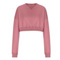 thumbnail image 6 of aidice Cropped Sweatshirts for Women V Neck Long Sleeve Hoodless Loose Drop Shoulder Athletic Pullover Tops, 6 of 8