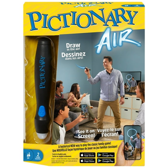 Pictionary Air Family Drawing Game with Light Pen and Clue Cards for Game Night