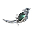 thumbnail image 3 of Green Glass and Multi Color  Crystal Parrot Brooch in Silvertone Birthday Christmas Gifts, 3 of 7