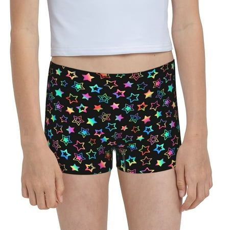 Pofeuu Multi-Colored Stars Print Soft Cotton Girls Boyshort panties Toddler Underwear-X-Small
