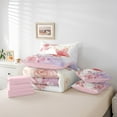 thumbnail image 6 of Castle Fairy Flying Pink Butterfly 7 Pieces Bedding Comforter Set for Children Women Girls,Floral Pink Rose Full Bedding Set Lightweight,Gradient Ombre Fitted Sheet Flat Sheet,Luxury Bedroom Decor, 6 of 8