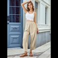 thumbnail image 4 of Pantalones Anchos y Holgados para Mujer, Estilo Palazzo Harén, Informales, con Cintura Elástica y Bolsillos, Color Albaricoque M, 4 of 7